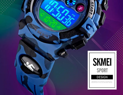 SKMEI Children LED Electronic Digital Watch Stop Watch Clock 2 Time Kids Sport Watches 50M Waterproof Wristwatch For Boys Girls