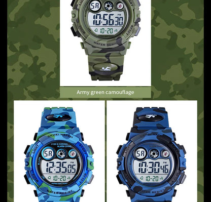 SKMEI Children LED Electronic Digital Watch Stop Watch Clock 2 Time Kids Sport Watches 50M Waterproof Wristwatch For Boys Girls