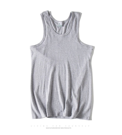Hot Sale 100% Cotton Mens Sleeveless Tank Top Solid Muscle Vest Undershirts O-neck Gymclothing Tees Whorl Tops