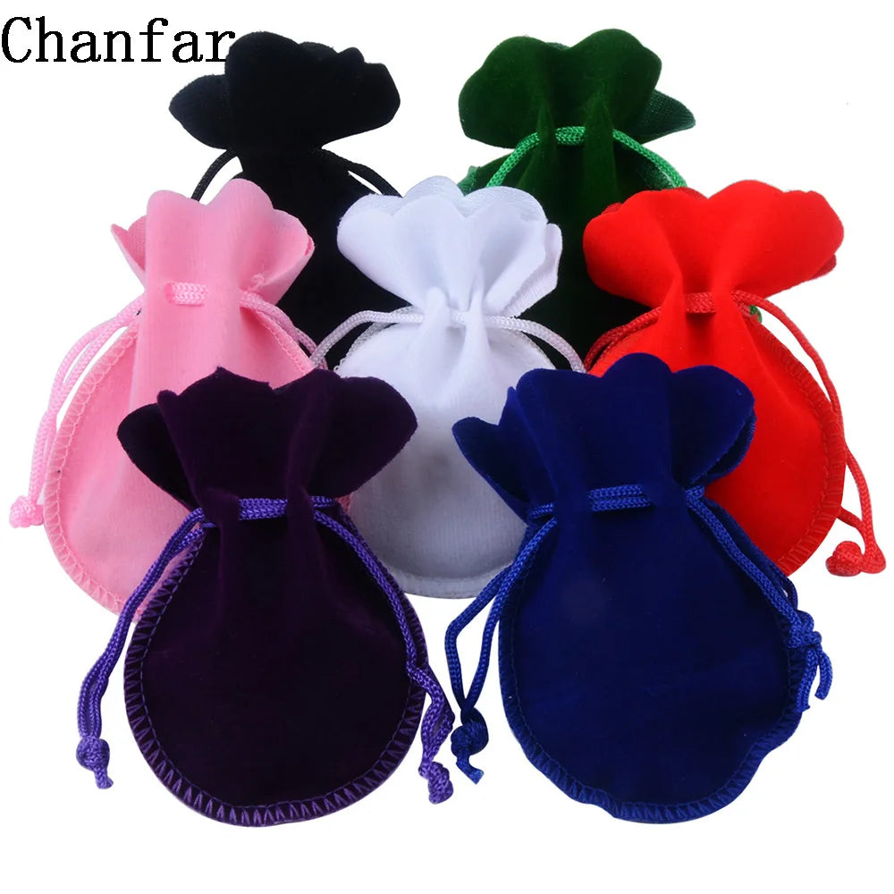 Chanfar 10pcs 7x9cm 9x12cm Velvet Bag White Red Black Pink Drawstring Pouch Calabash Shape Gift Packing Bags For Wedding Pouches