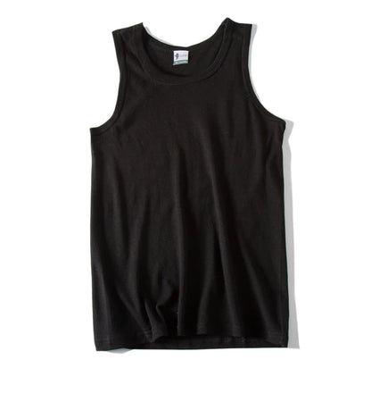 Hot Sale 100% Cotton Mens Sleeveless Tank Top Solid Muscle Vest Undershirts O-neck Gymclothing Tees Whorl Tops
