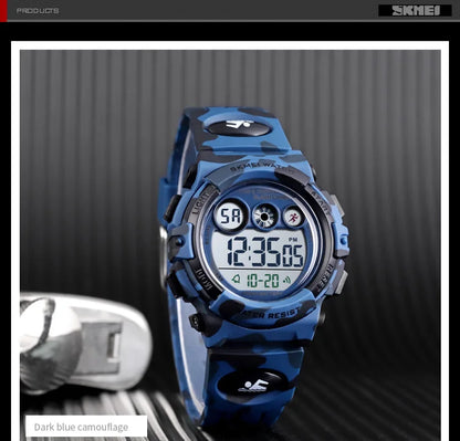 SKMEI Children LED Electronic Digital Watch Stop Watch Clock 2 Time Kids Sport Watches 50M Waterproof Wristwatch For Boys Girls
