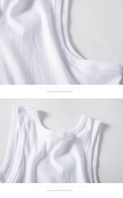 Hot Sale 100% Cotton Mens Sleeveless Tank Top Solid Muscle Vest Undershirts O-neck Gymclothing Tees Whorl Tops
