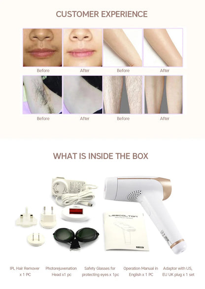 Lescolton Laser Epilator 2in1 Hair Removal Rejuvenation Replaceable Lamp for Women Men T009i Painless Bikini Trimmer Skin Care