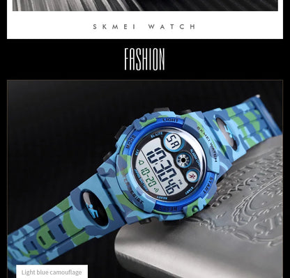 SKMEI Children LED Electronic Digital Watch Stop Watch Clock 2 Time Kids Sport Watches 50M Waterproof Wristwatch For Boys Girls