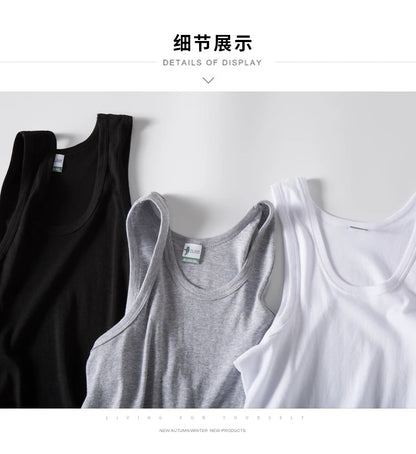Hot Sale 100% Cotton Mens Sleeveless Tank Top Solid Muscle Vest Undershirts O-neck Gymclothing Tees Whorl Tops