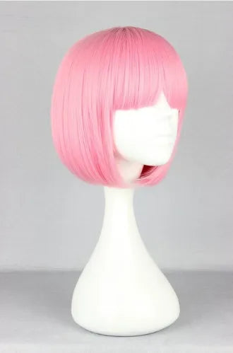 Pink Wig Fei-Show Synthetic Heat Resistant Short Wavy Hair Peruca Pelucas Costume Cartoon Role Cos-play Bob Student Hairpiece