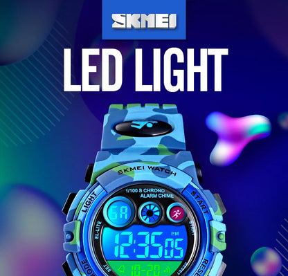 SKMEI Children LED Electronic Digital Watch Stop Watch Clock 2 Time Kids Sport Watches 50M Waterproof Wristwatch For Boys Girls