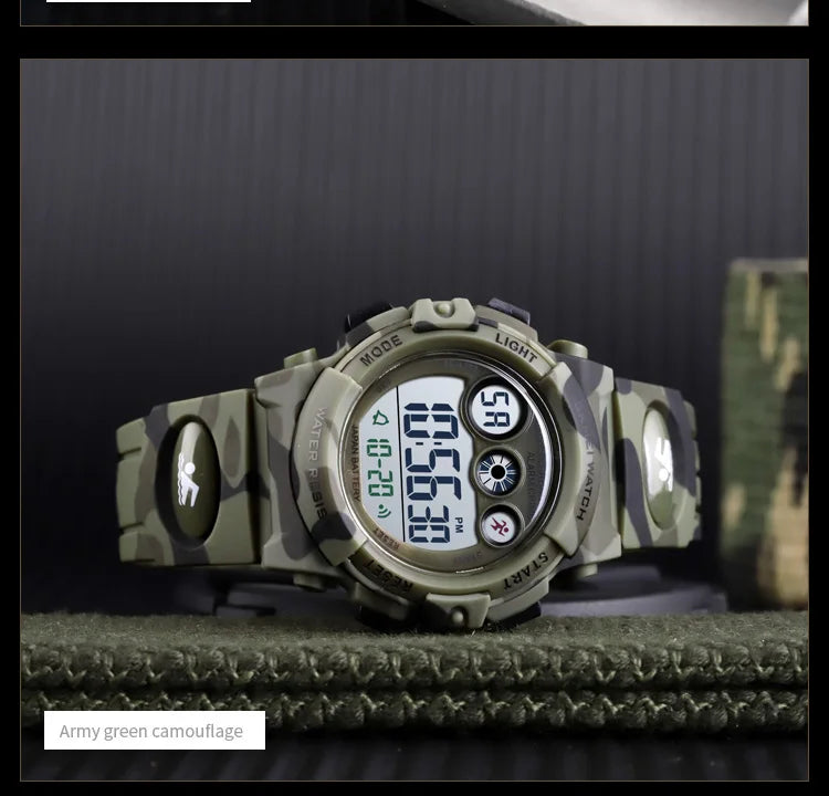 SKMEI Children LED Electronic Digital Watch Stop Watch Clock 2 Time Kids Sport Watches 50M Waterproof Wristwatch For Boys Girls