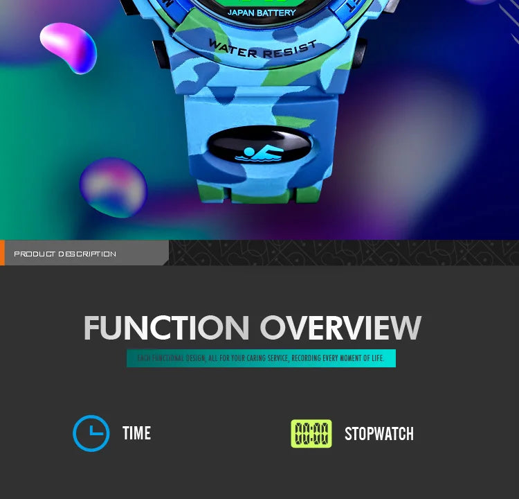 SKMEI Children LED Electronic Digital Watch Stop Watch Clock 2 Time Kids Sport Watches 50M Waterproof Wristwatch For Boys Girls