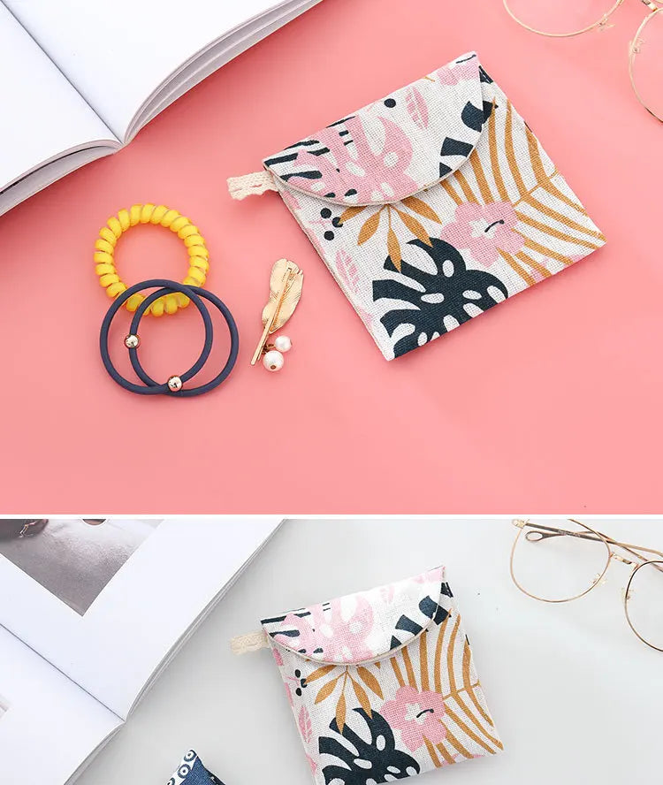Women Small Cosmetic Bag Set Zipper Girls Mini Sanitary Napkins Makeup Lipstick Bags Travel Earphone Coin Organizer Pouch Bags