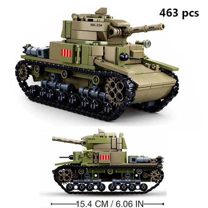 Military Vehicles Tank Sets SWAT Army City Police T34 Model Building Blocks DIY Brick Kids Toys Classic World War II WW2