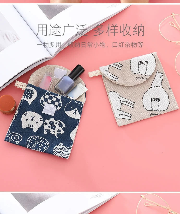 Women Small Cosmetic Bag Set Zipper Girls Mini Sanitary Napkins Makeup Lipstick Bags Travel Earphone Coin Organizer Pouch Bags