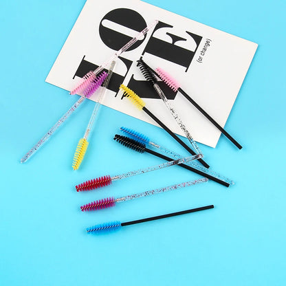 HOT 5/25/50pcs Mascara Wands Applicator Cosmetics Eyelash Brush Comb Crystal Eyelash Brushes Makeup Beauty Wholesale Eye Brush