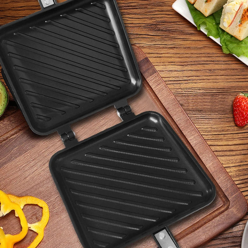 Gas Mini Sandwich Maker Iron - Bread Toast Breakfast Machine Waffle Pancake Baking Barbecue Toaster Oven Mold Grill Frying Pan f