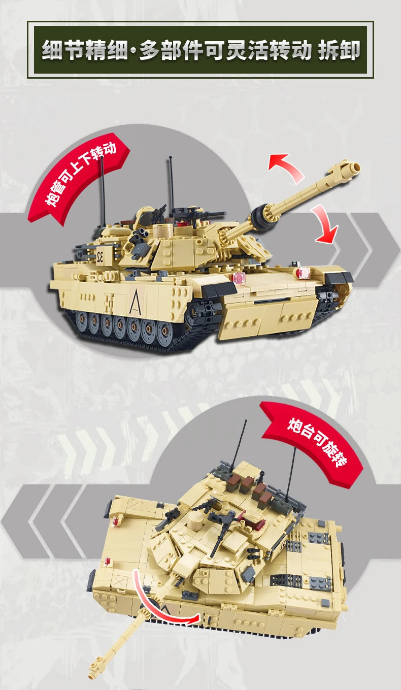 Military Vehicles Tank Sets SWAT Army City Police T34 Model Building Blocks DIY Brick Kids Toys Classic World War II WW2