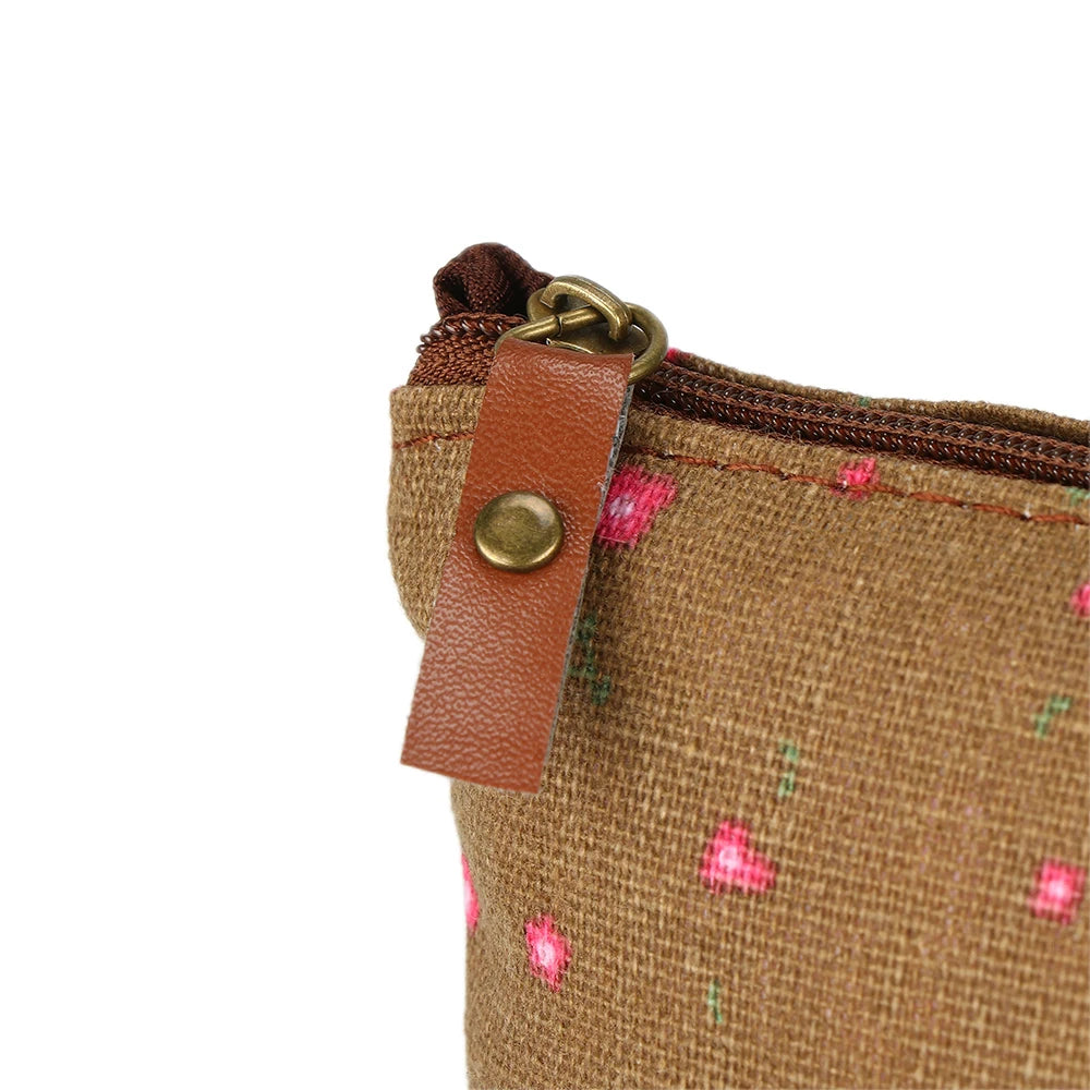 1PC Pastoral Floral Style Canvas Pen Bags Lovely Girls Pencil Cases Flower Tree Pattern Zipper Bag School Stationery Supplies