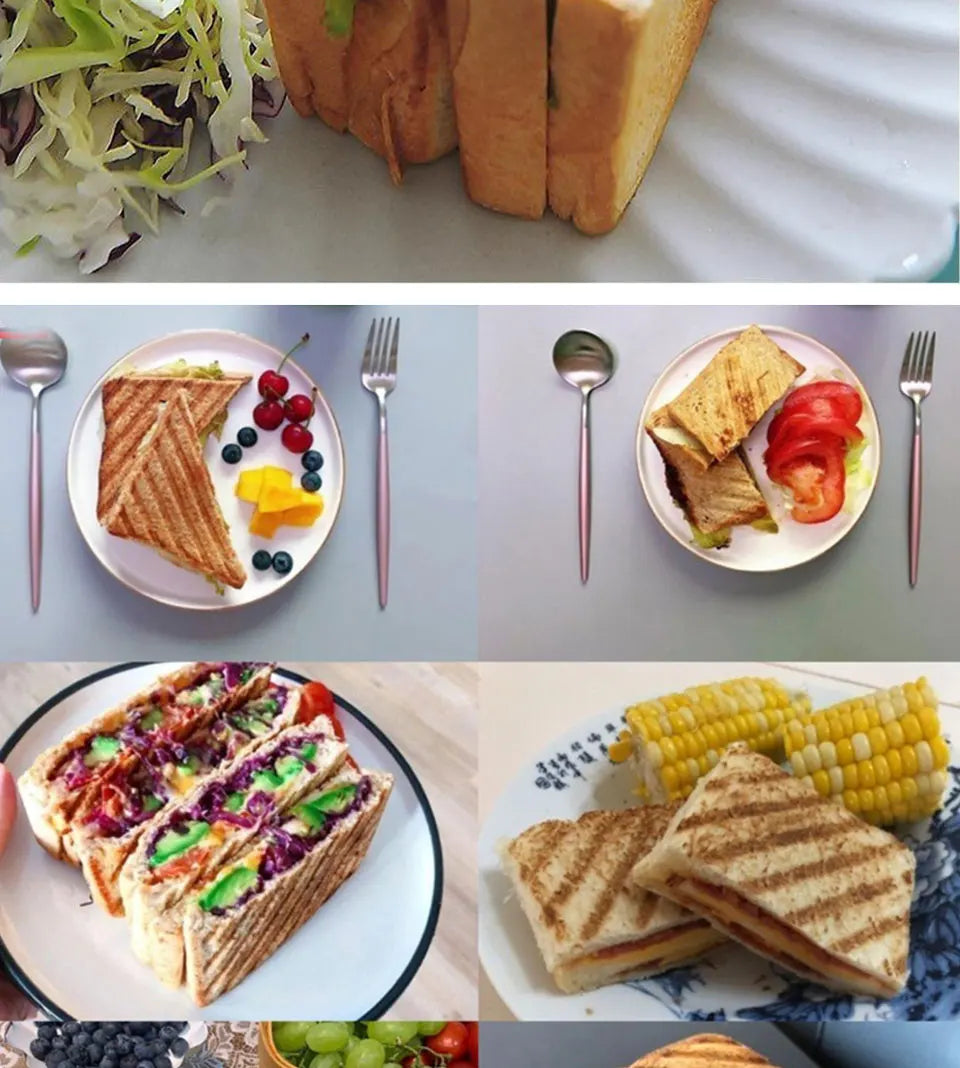 Gas Mini Sandwich Maker Iron - Bread Toast Breakfast Machine Waffle Pancake Baking Barbecue Toaster Oven Mold Grill Frying Pan f