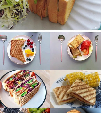 Gas Mini Sandwich Maker Iron - Bread Toast Breakfast Machine Waffle Pancake Baking Barbecue Toaster Oven Mold Grill Frying Pan f
