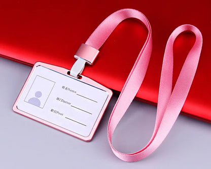 Credit Card Cover Women Aluminum Alloy Work Name Card Holders Case Business Work Card ID Badge Lanyard Holder Metal Bags