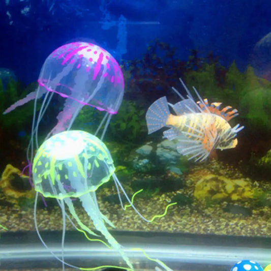 Colorful Artificial Glowing Effect Jellyfish Fish Tank Aquarium Decor Mini Submarine Ornament Decoration Aquatic Pet Supplies