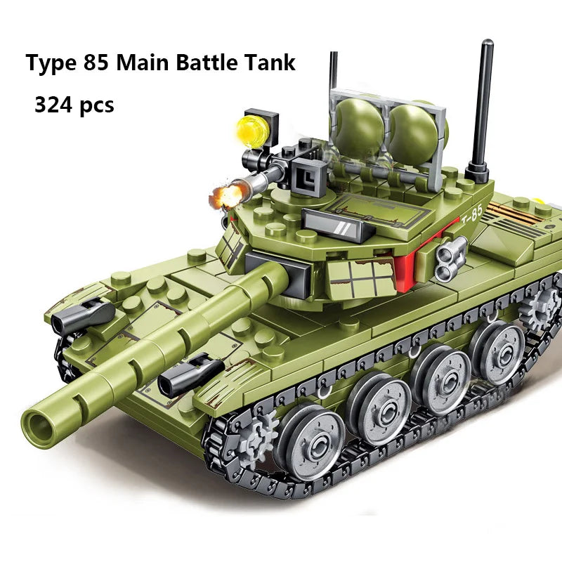 Military Vehicles Tank Sets SWAT Army City Police T34 Model Building Blocks DIY Brick Kids Toys Classic World War II WW2