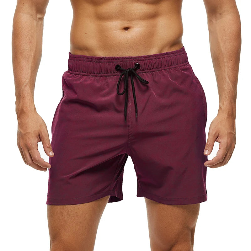 Datifer Brand 2026 Summer Mens Shorts Solid Polyester Gym Traje De Baño Hombre Breathable Mesh Liner Side Pockets Sport Swimwear