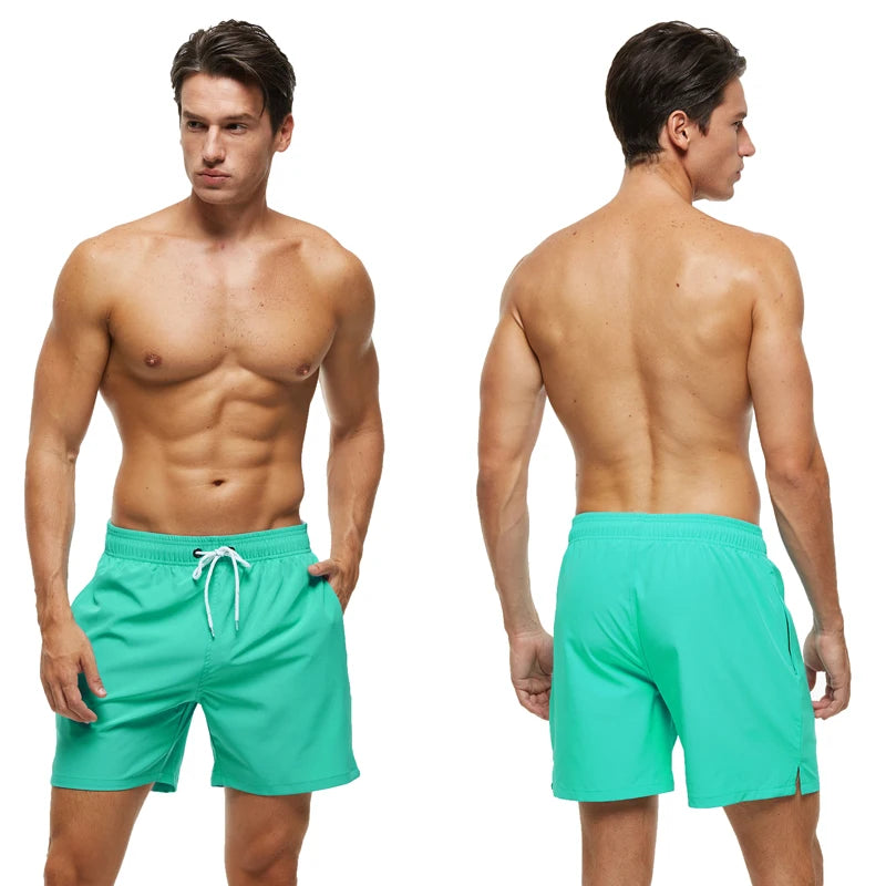 Datifer Brand 2026 Summer Mens Shorts Solid Polyester Gym Traje De Baño Hombre Breathable Mesh Liner Side Pockets Sport Swimwear