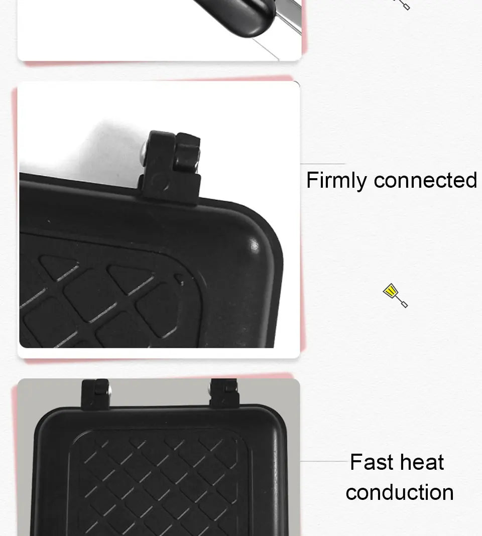 Gas Mini Sandwich Maker Iron - Bread Toast Breakfast Machine Waffle Pancake Baking Barbecue Toaster Oven Mold Grill Frying Pan f