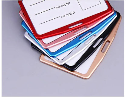 Credit Card Cover Women Aluminum Alloy Work Name Card Holders Case Business Work Card ID Badge Lanyard Holder Metal Bags