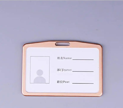 Credit Card Cover Women Aluminum Alloy Work Name Card Holders Case Business Work Card ID Badge Lanyard Holder Metal Bags