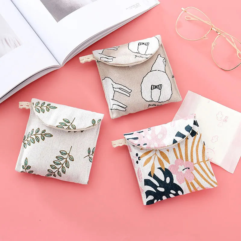Women Small Cosmetic Bag Set Zipper Girls Mini Sanitary Napkins Makeup Lipstick Bags Travel Earphone Coin Organizer Pouch Bags