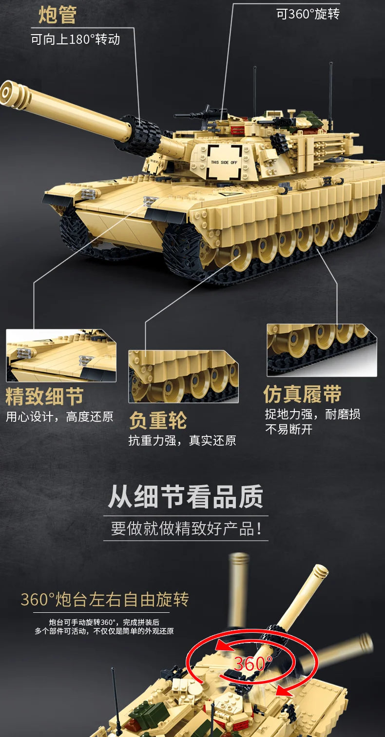 Military Vehicles Tank Sets SWAT Army City Police T34 Model Building Blocks DIY Brick Kids Toys Classic World War II WW2