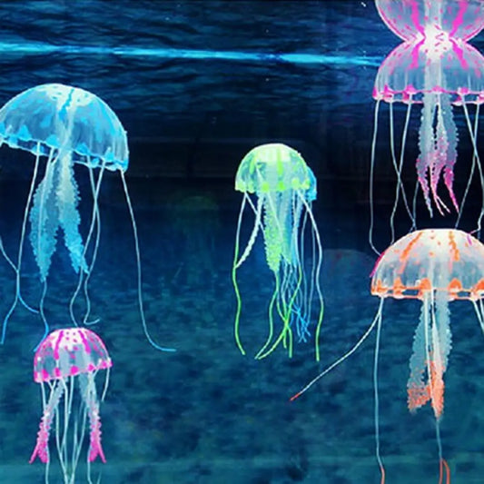 Colorful Artificial Glowing Effect Jellyfish Fish Tank Aquarium Decor Mini Submarine Ornament Decoration Aquatic Pet Supplies
