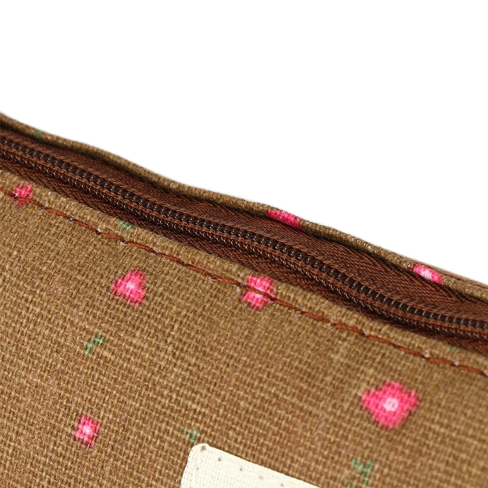 1PC Pastoral Floral Style Canvas Pen Bags Lovely Girls Pencil Cases Flower Tree Pattern Zipper Bag School Stationery Supplies
