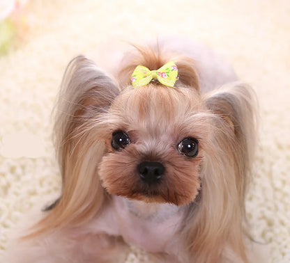 New Hairpin for Dogs Kitten Puppy Cute Cotton Bow Flower Barrette for Chihuahua Yorks Teddy Hiromi Hair Clips Pet Supplies