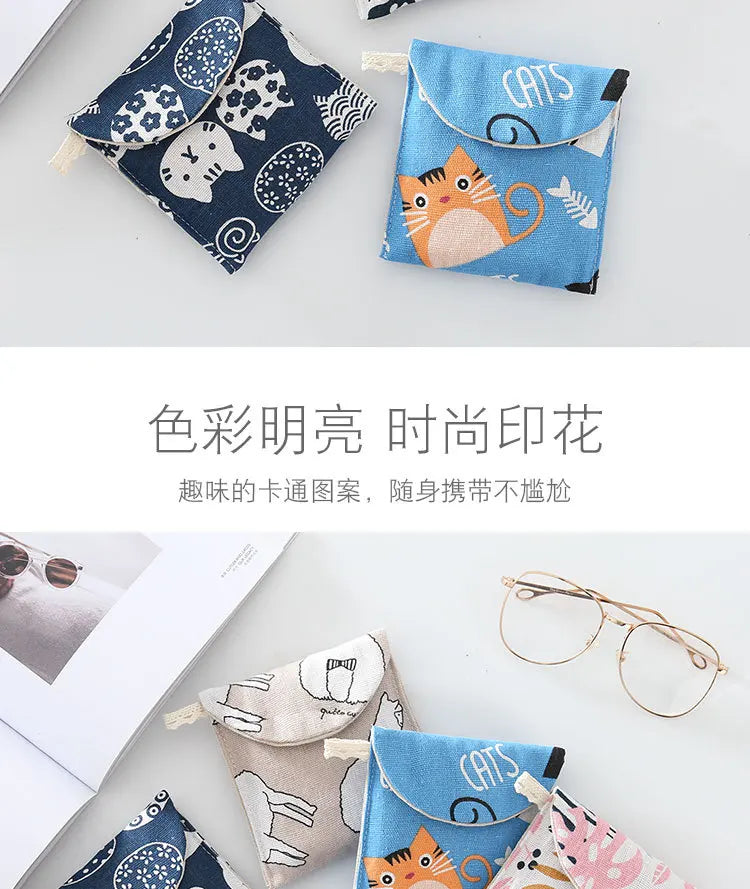Women Small Cosmetic Bag Set Zipper Girls Mini Sanitary Napkins Makeup Lipstick Bags Travel Earphone Coin Organizer Pouch Bags