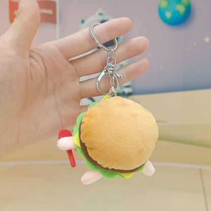 12cm Kawaii Food Bread Hamburger Hot Dog French Fries Plush Doll Soft Stuffed Plush Pendant Keychains for Children Gifts Toys