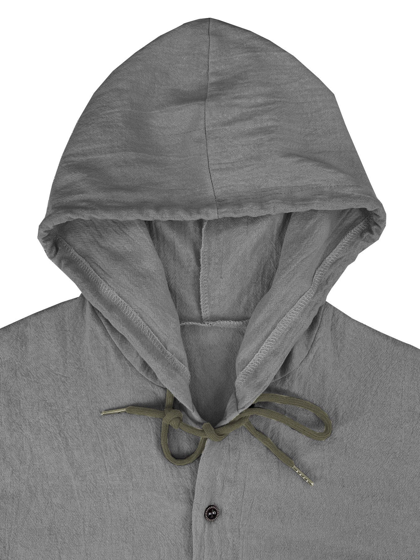 Summer Men's Linen Shirt Solid Streetwear Long Sleeve Hoodie Cardigan Clothing For Men Button Tops Casual Loose Men Hooded Shirt