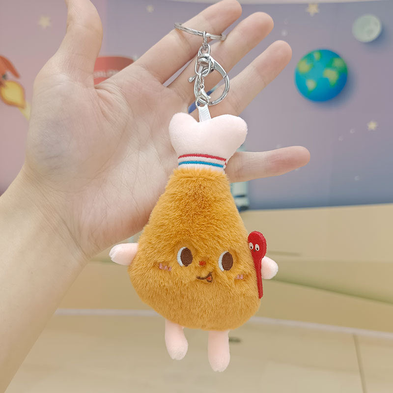 12cm Kawaii Food Bread Hamburger Hot Dog French Fries Plush Doll Soft Stuffed Plush Pendant Keychains for Children Gifts Toys