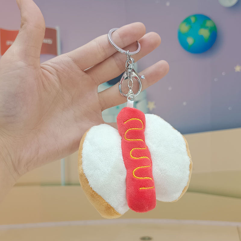 12cm Kawaii Food Bread Hamburger Hot Dog French Fries Plush Doll Soft Stuffed Plush Pendant Keychains for Children Gifts Toys