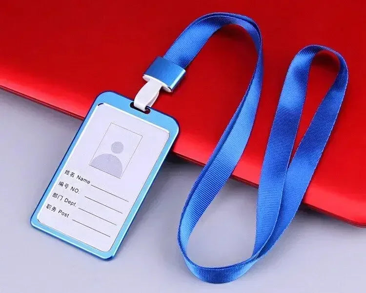 Credit Card Cover Women Aluminum Alloy Work Name Card Holders Case Business Work Card ID Badge Lanyard Holder Metal Bags