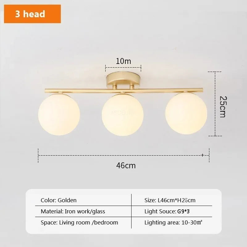 Modern LED Glass Ceiling Lights Full Copper Orb Glass Lamps Aisle Corridor Entry Living Rooms Bedrooms Home Decor Light Fixtures