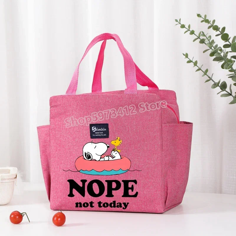 Snoopys Portable Lunch Drink Carrier Insulated Bag Fresh Cooler Pouch Food Thermal Box Tote Picnic Container Bags Cute Kids Gift