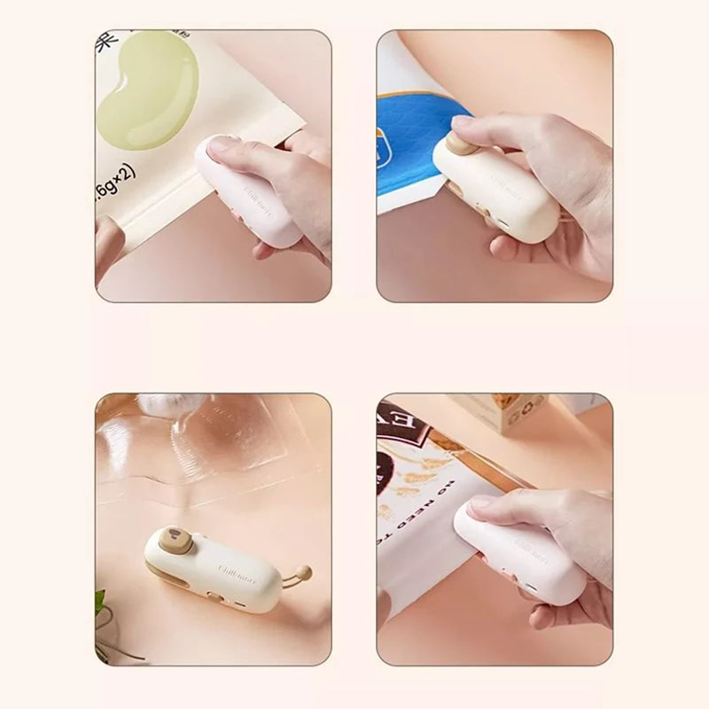 Mini Heat Sealer 2 in 1 Rechargeable HandheldBag Sealer With Cutter Magnet Bag Resealer Machine for Plastic Bags Snack Bags