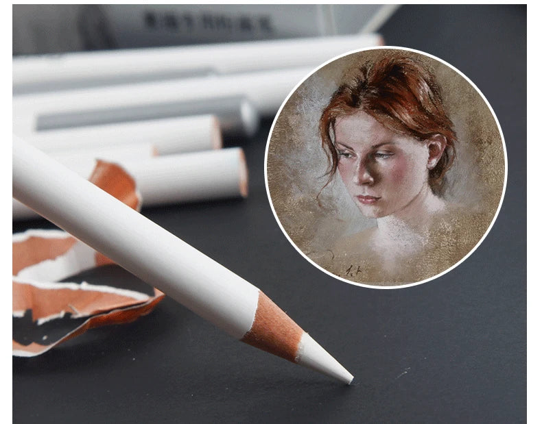 12pcs/box High Gloss Painting White Charcoal Pen Brown Comic Sketch Design Stroke Pen School Graffiti Art Supplies