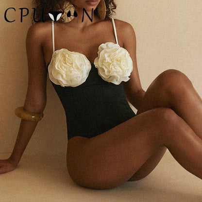 2026 New Sexy White 3D Flower Solid Two Piece Push Up Bikini Set Luxury Swimwear Women Swimsuit Beachwear Summer Bathing Suit