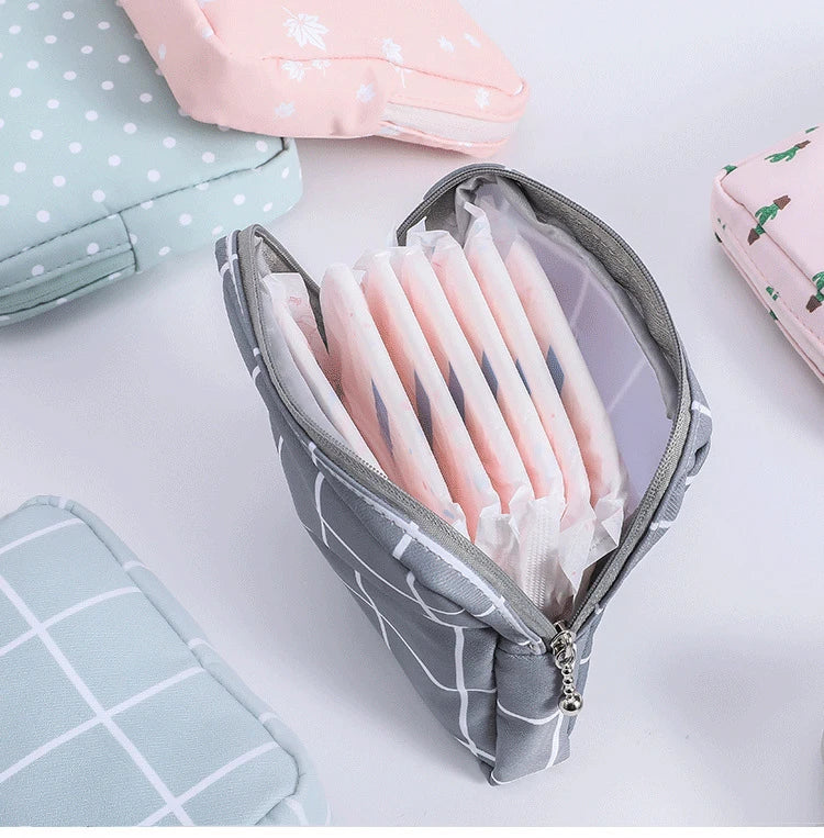 Women Small Cosmetic Bag Set Zipper Girls Mini Sanitary Napkins Makeup Lipstick Bags Travel Earphone Coin Organizer Pouch Bags