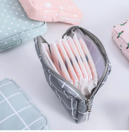 Women Small Cosmetic Bag Set Zipper Girls Mini Sanitary Napkins Makeup Lipstick Bags Travel Earphone Coin Organizer Pouch Bags