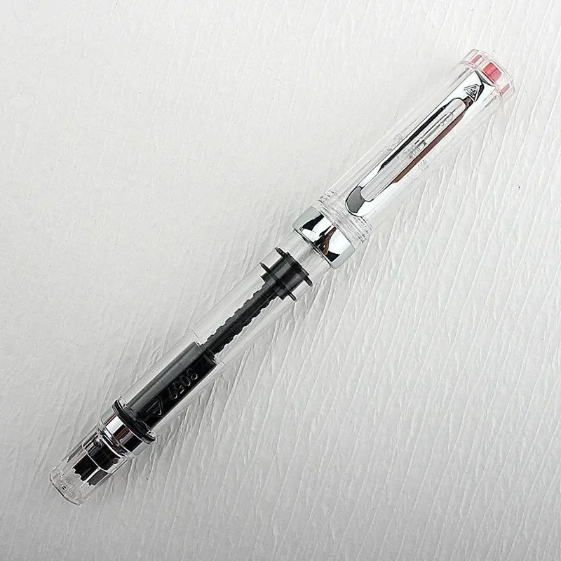 High Quality 3059 Piston Fountain Pen Resin Transparent Ink Pen EF/F Nib 0.38/0.5mm Fountain Pen Business Gif